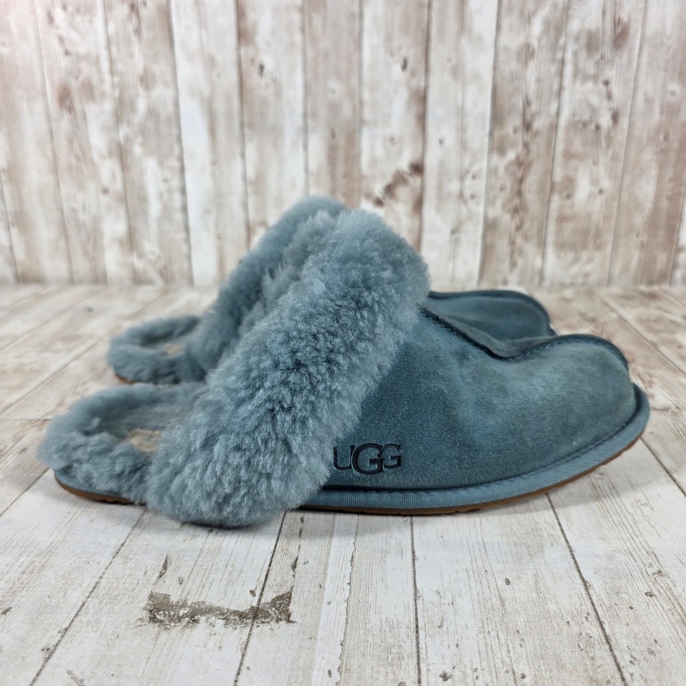 UGG Coquette Slate Blue Suede Sheepskin Fur Slipper 5125 Womens‎ 10